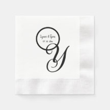 白黒モノグラムパーソナライズされた紙ナプキンス