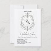 白黒モノグラムビクトリアン紋 招待状 (正面)