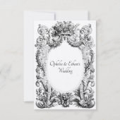 白黒モノグラムビクトリアン紋 招待状 (裏面)