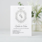 白黒モノグラムビクトリアン紋 招待状 (スタンド正面)