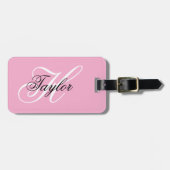 白黒モノグラムファンシーピンク ラゲッジタグ (正面横)