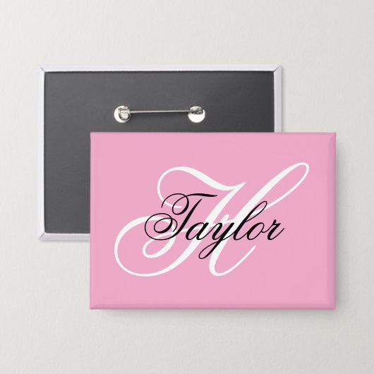 白黒モノグラムファンシーピンク 缶バッジ (正面/裏面)