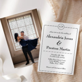 白黒モノグラムフォト結婚式招待状 招待状