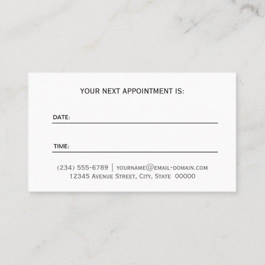 白黒モノグラムヘアスタイリストアポイントメントカード 予約カード (裏面)