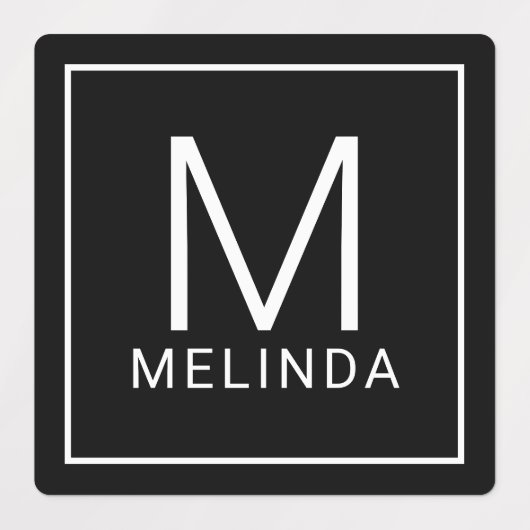 白黒モノグラムミニマリストラベル ラベル (デザイン1)