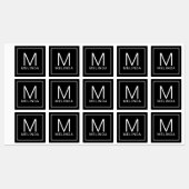 白黒モノグラムミニマリストラベル ラベル (シート)