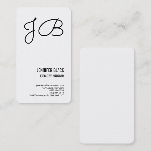 白黒モノグラムミニマルモダンリストプレーン 名刺 (正面/裏面)