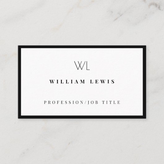 白黒モノグラムミニマルモダンリスト 名刺 (正面)