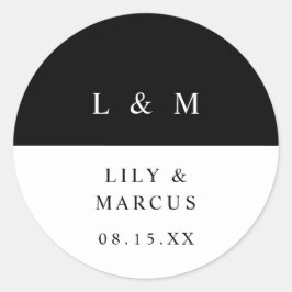 白黒モノグラムミニマル結婚式の引き出物 ラウンドシール