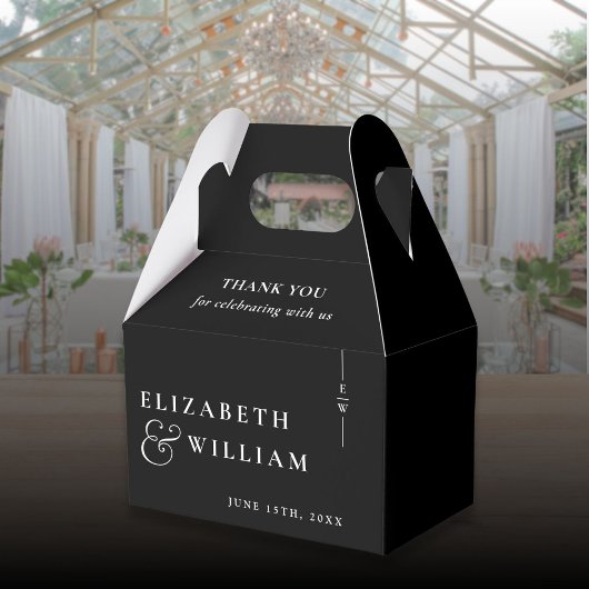 白黒モノグラムモダンの結婚感謝 フェイバーボックス