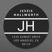 白黒モノグラムモダンはっきりした防水 ラベル