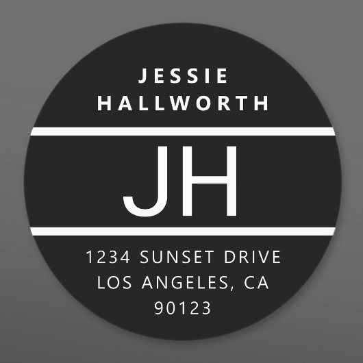 白黒モノグラムモダンはっきりした防水 ラベル