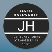 白黒モノグラムモダンはっきりした防水 ラベル