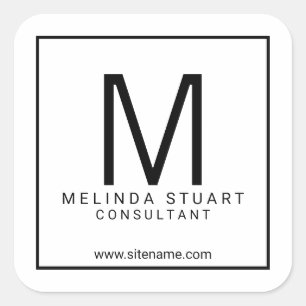 白黒モノグラムモダンビジネス スクエアシール