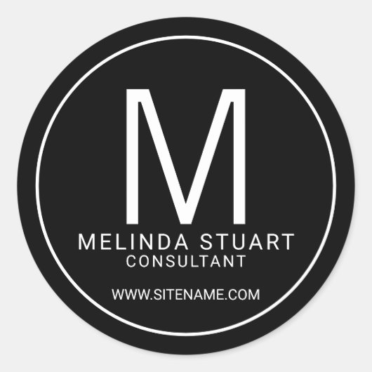 白黒モノグラムモダンビジネス ラウンドシール (正面)