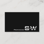 白黒モノグラムモダン付き平シンプル白 名刺 (正面)