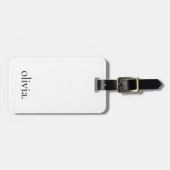 白黒モノグラムモダン名のシンプル ラゲッジタグ (正面横)