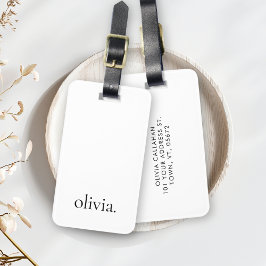 白黒モノグラムモダン名のシンプル ラゲッジタグ