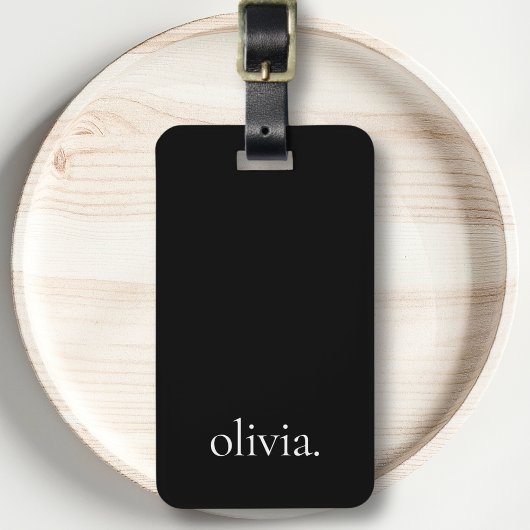 白黒モノグラムモダン名のシンプル ラゲッジタグ