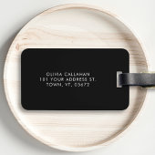 白黒モノグラムモダン名のシンプル ラゲッジタグ