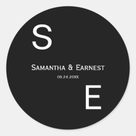 白黒モノグラムモダン結婚式の引き出物 ラウンドシール