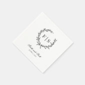 白黒モノグラムリースペーパーナプキン スタンダードカクテルナプキン (角)