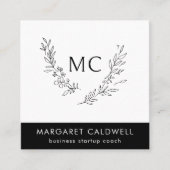 白黒モノグラムリース スクエア名刺 (正面)