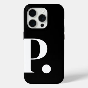 白黒モノグラムレターベーシックカラーミニマリスト iPhone 15 PROケース
