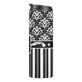 白黒モノグラムレトロフローラダマスク タンブラー (回転右)