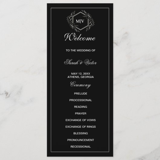 白黒モノグラム両面プログラムカード プログラム (正面)