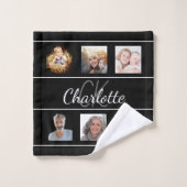 白黒モノグラム写真コラージュ バスタオルセット (ウォッシュタオル)