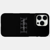 白黒モノグラム名イニシャル Case-Mate iPhoneケース (裏面 (横))