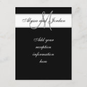 白黒モノグラム名ウェディングレセプション エンクロージャーカード (裏面)
