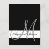 白黒モノグラム名ウェディングレセプション エンクロージャーカード (正面)