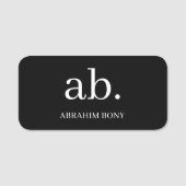 白黒モノグラム名タグ | エレガントカスタム 名札 (正面)