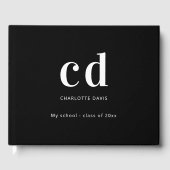 白黒モノグラム名ミニマルモダンリスト ゲストブック (正面)