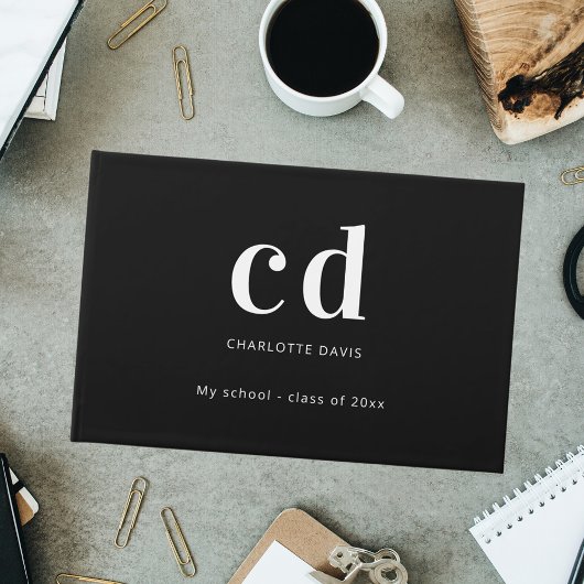 白黒モノグラム名ミニマルモダンリスト ゲストブック