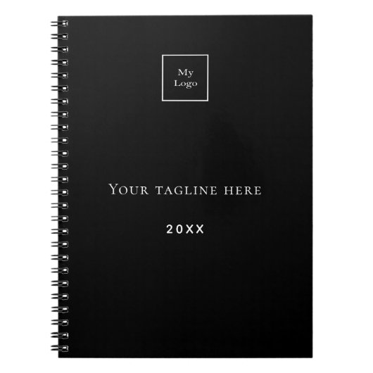 白黒モノグラム名ロゴビジネス ノートブック (正面)