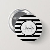 白黒モノグラム大お尻ストライプの名前 缶バッジ (正面&裏面)
