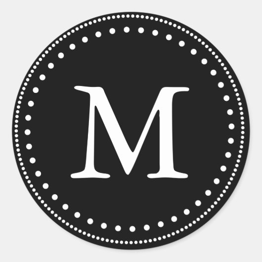 白黒モノグラム封筒用シール ラウンドシール (正面)