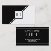 白黒モノグラム幾何モダン図形 名刺 (正面/裏面)