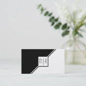 白黒モノグラム幾何モダン図形 名刺 (スタンド正面)