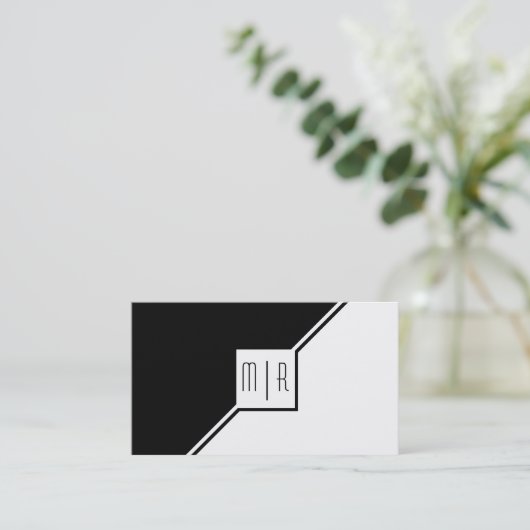 白黒モノグラム幾何モダン図形 名刺 (スタンド正面)