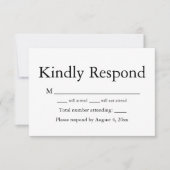 白黒モノグラム応答RSVPカード サンキューカード (正面)