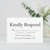 白黒モノグラム応答RSVPカード サンキューカード (スタンド正面)