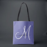 白黒モノグラム文字スクリプト名Periwinkle トートバッグ<br><div class="desc">黒スタイリッシュと白のモノグラモダンムイニシャルスクリプト名のトレンディーペリウィンクルの背景サービングトレイ。モダンエレガントは</div>