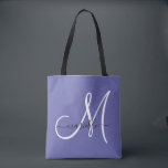 白黒モノグラム文字スクリプト名Periwinkle トートバッグ<br><div class="desc">黒スタイリッシュと白のモノグラモダンムイニシャルスクリプト名のトレンディーペリウィンクルの背景サービングトレイ。モダンエレガントは</div>