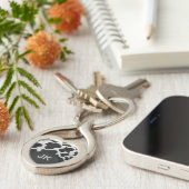 白黒モノグラム牛 キーホルダー (側面)