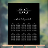 白黒モノグラム結婚の座席表 アクリルサイン (ニュートラル)