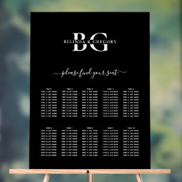 白黒モノグラム結婚の座席表 アクリルサイン